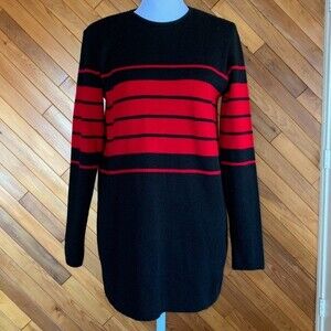 Vintage 90s Red and Black Striped Longline Sweater